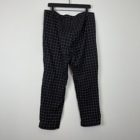 J Jill Pants Womens 14 Black Red White Plaid Stretch Flat Front Tapered Fit - Picture 4 of 6